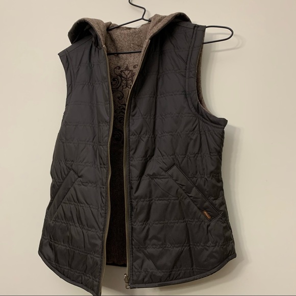 Prana Reversible Two Way Vest Jacket,apres ski vest Brown Wool Blend Polyester - Picture 3 of 17